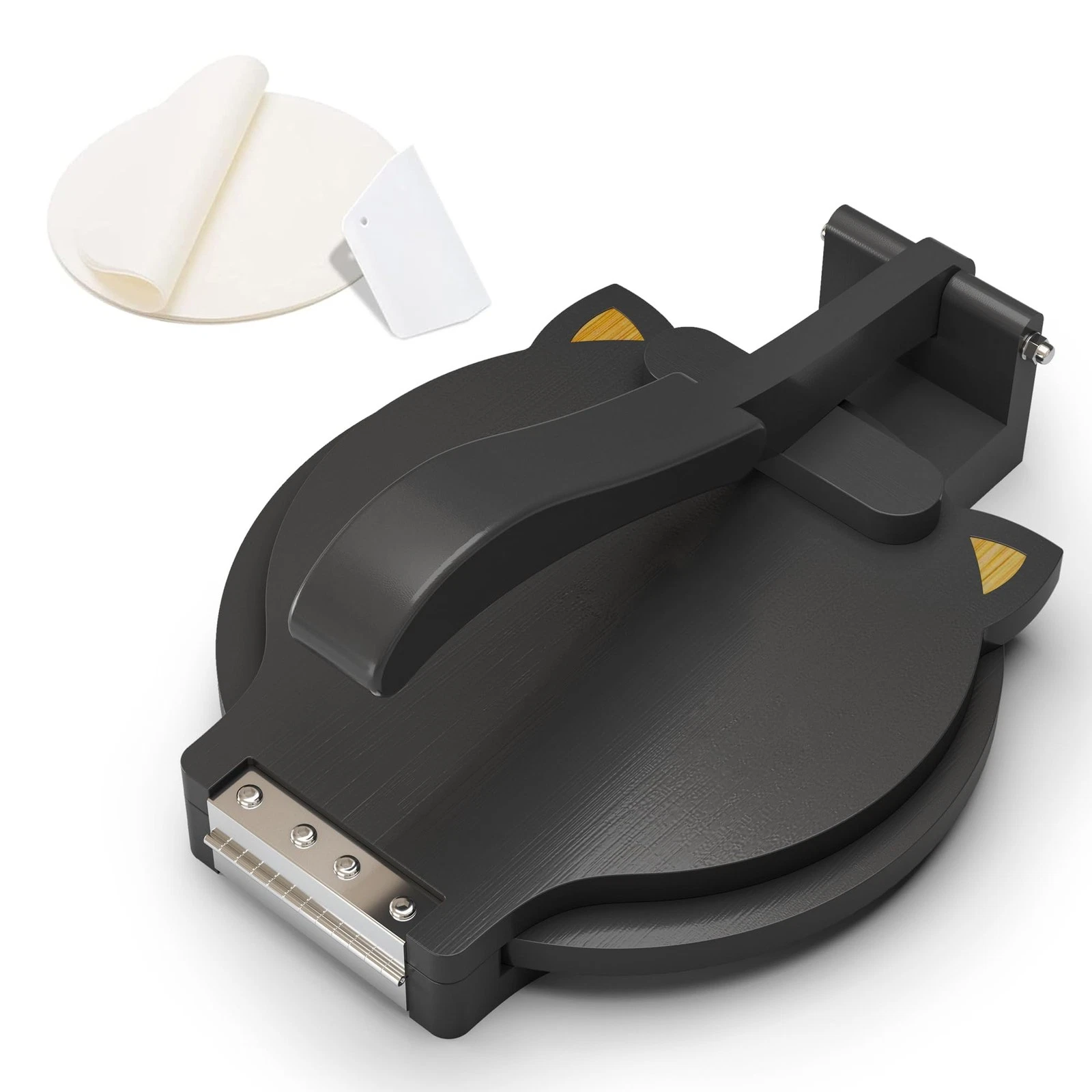 Tortilla Press 10 Inch - Bamboo Quesadilla Roti Maker with Parchment Paper S...
