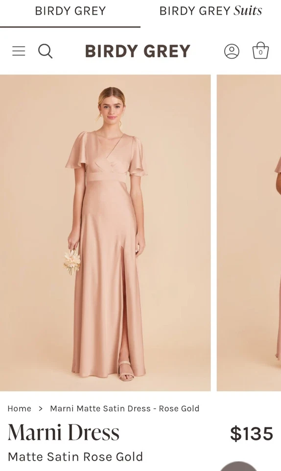 Vestido de Dama de Honor BirdyGrey Marni Satinado Oro Rosa Talla Grande *Ya Alterado* Foto 4 de 4