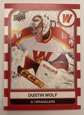 2023-24 Upper Deck AHL #8 Dustin Wolf Red Stripes #/76
