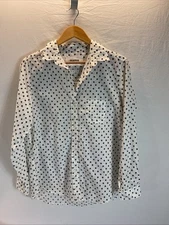 Grayson Frank & Eileen White Blue stars button down shirt size 4 LG "the Hero"