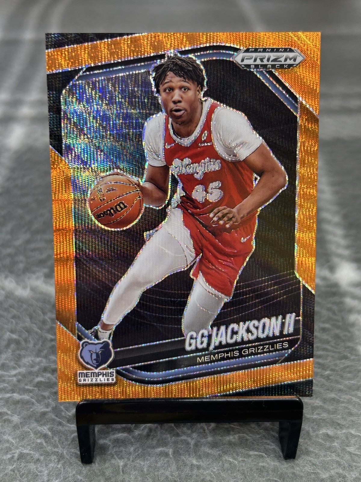 2024-25 Panini Prizm Black GG Jackson II Orange Wave Prizm /60 #105 Grizzlies