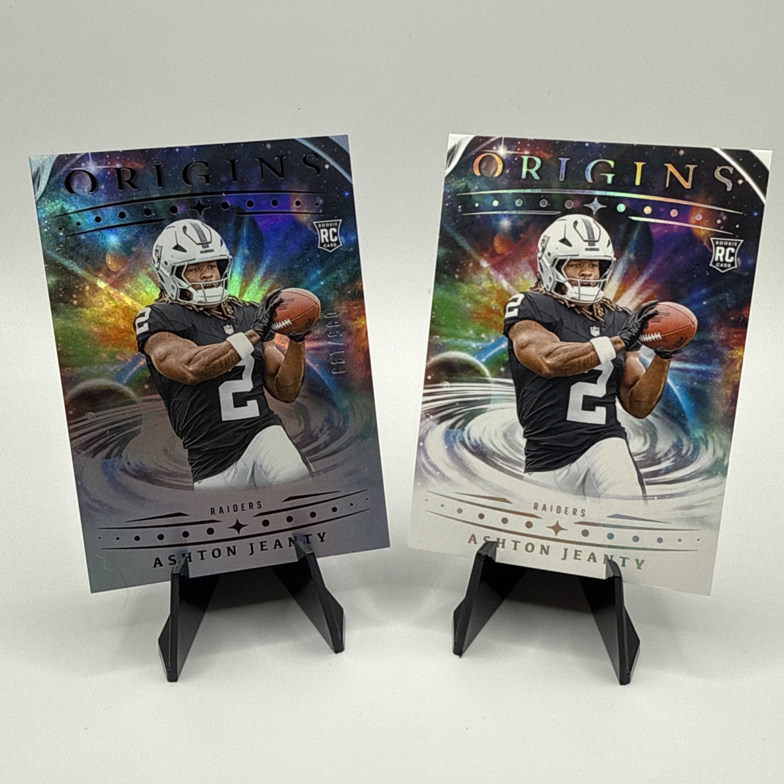2025 Panini Origins Ashton Jeanty RC Holo Silver /149 & Base - Raiders #139