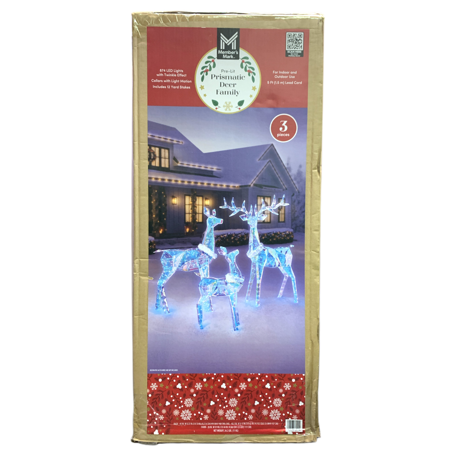 Member's Mark Pre-Lit Prismatic Deer Family, 874 LED Twinkle Effect Lights, 3pc.