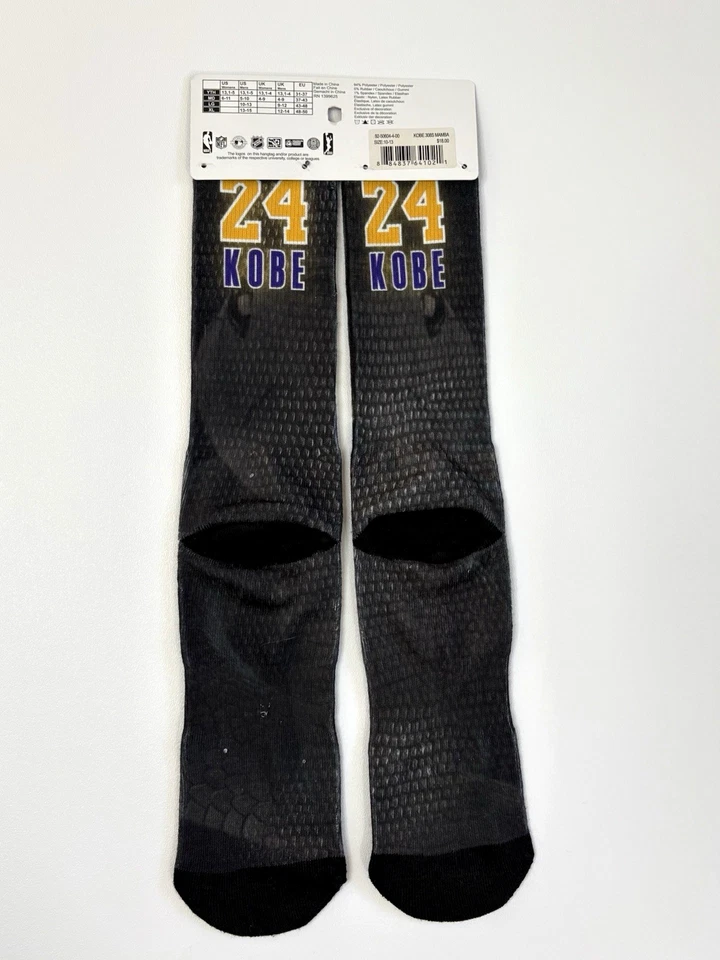 Kobe Byrant Mamba Socks Size Large FBF Originals 24 LA Lakers New Unused on Card - Image 2 of 4