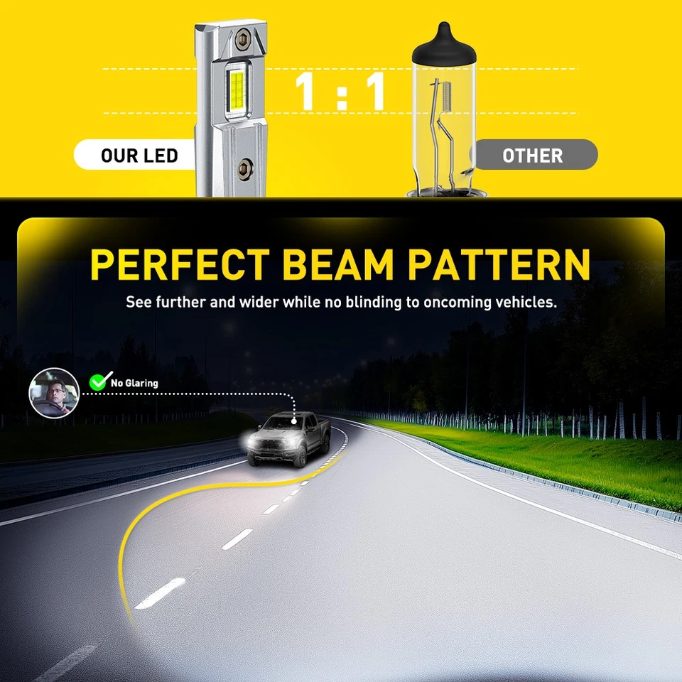 12PC AUXITO Combo White 6500K LED Headlight Kit 9005 9006 H11 Bulbs High Low M6S - Image 4 of 4