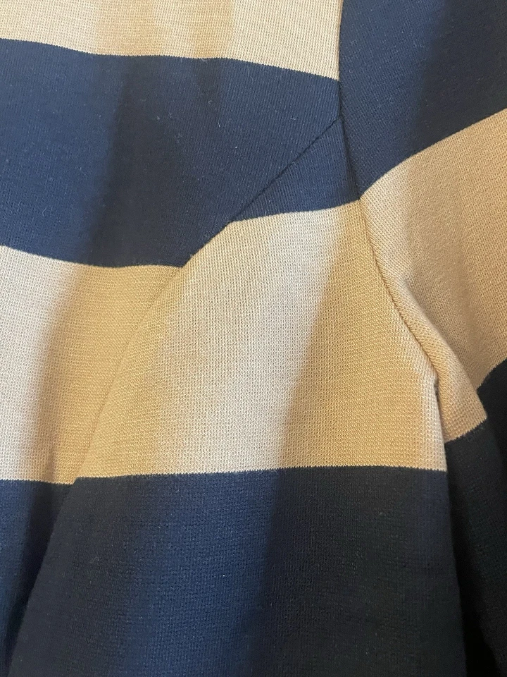 Vestido Fossil Para Mujer S Negro Tostado Rugby Rayas Manga Corta Funda Cremallera Preppy Foto 3 de 4