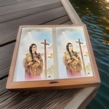 Lot de 2 cartes saintes neuves non stratifiées Kateri Tekakwitha