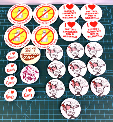 Vintage Restaurant Advertising Pinback Button Lot 26 Armour Papa Aldos Lyons