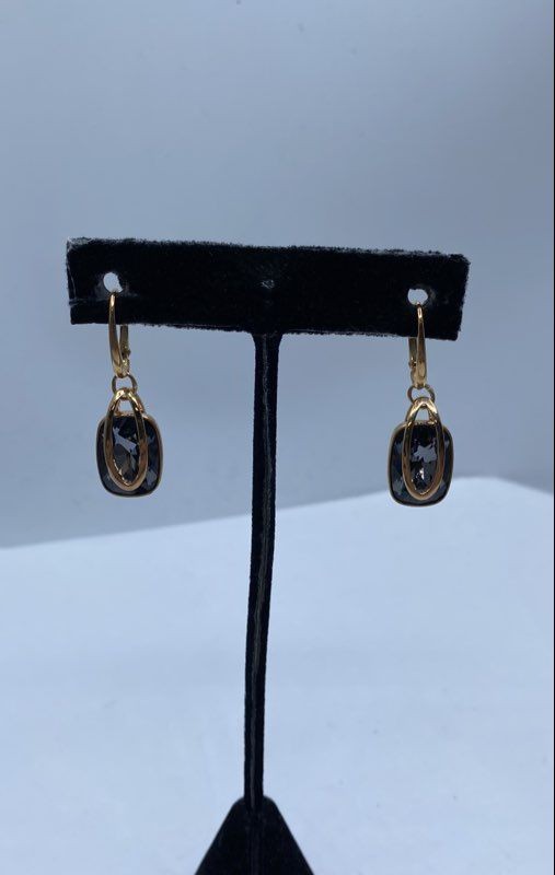 Swarovski Gold-Tone Smoky Crystal Drop Earrings 1… - image 1