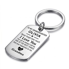 Personalized Granddaughter Keychain Name Engraved Gift from Grandma or Grandpa