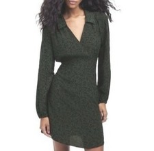 New! Madewell Long-sleeve Mini Shirt Dress In Green Floral Sz 10 Boho