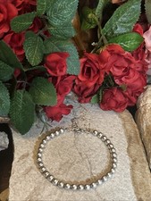 39. Sterling Silver 925 Ball Bead Beaded Spring Ring Clasp Bracelet 7 ", 12g