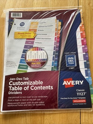 Avery Dennison Ave-11127 Ready Index Table Of Contents Reference