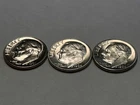 3 Dimes 1960 1964 1965 Roosevelt Dimes Uncirculated