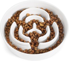 Ceramic Slow Feeder Dog Bowls 2.0 Cups for Medium Large Breed,Puzzle Food Bowl