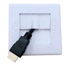 WHITE BRUSH WHITE FACE PLATE 2 PORT UK TYPE SIZE 86X86MM incl. Screws