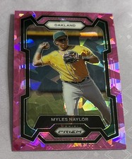 2024 Prizm Baseball Pink Cracked Ice #254 Myles Naylor Oakland Athletics