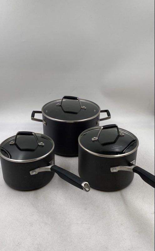 Select By Calphalon Black Non-Stick Cookware Sauce Pan With Lid Lot Of 3