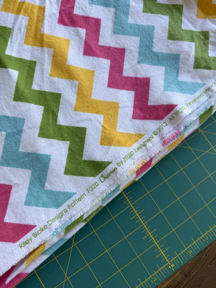 Riley Blake Designs Chevron Pink Yellow Blue Green 100% Cotton Flannel 2 Yards - Image 2 of 3
