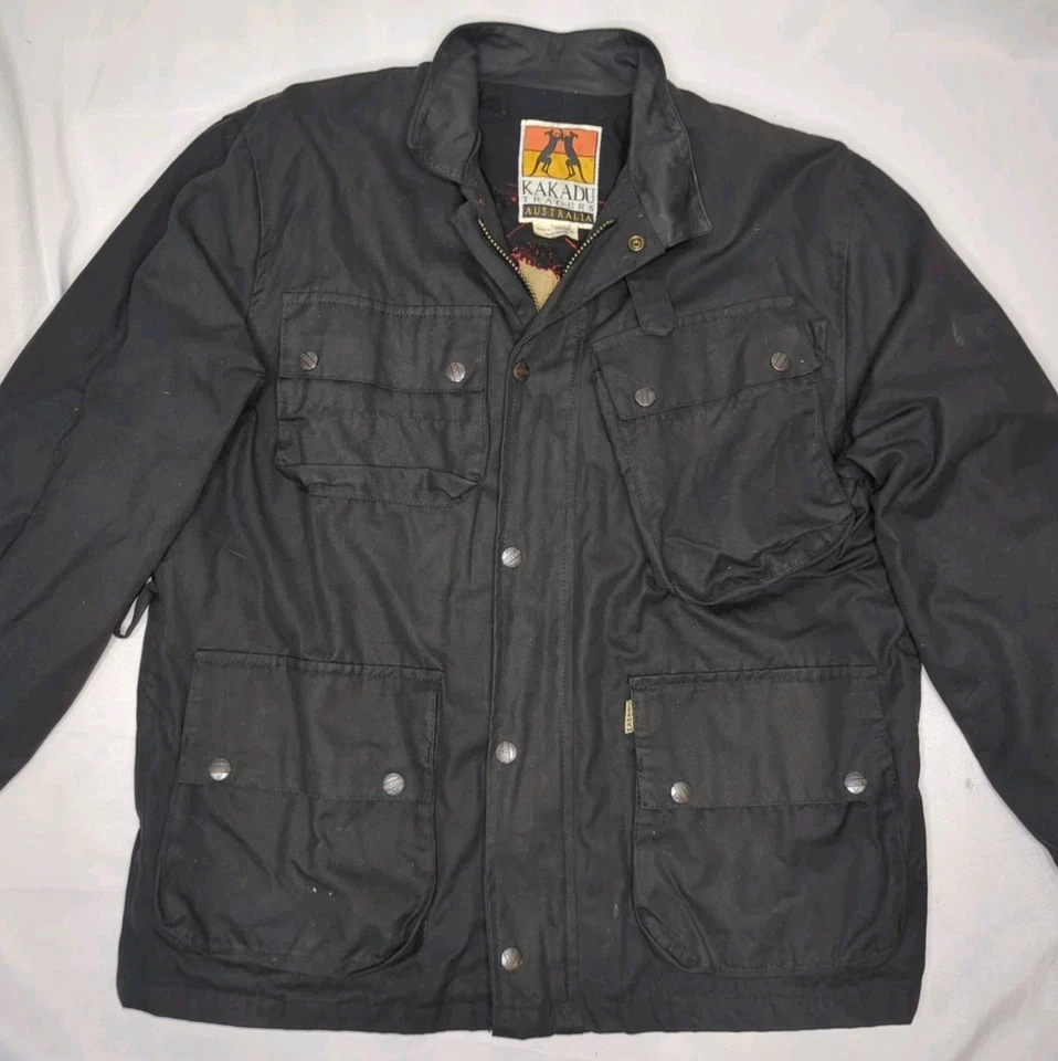 Kakadu Australia Waxed Canvas Oilskin Outback Motorcycle Jacket Men Large Drover - Image 4 of 4