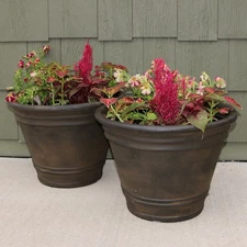 20 in Franklin Unbreakable Polyresin Planter - Sable - Set of 4 by Sunnydaze