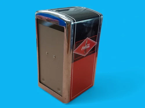 VTG 1990s Coca Cola Classic Metal Napkin Holder Dispenser Chrome Diner Coke