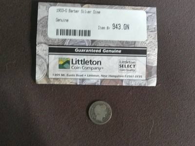 1903 O Silver Barber Dime Circulated Rated Genuine Littleton Coin Company!!
