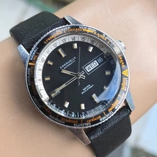 Vintage BULOVA CARAVELLE men's automatic watch day/date GMT swiss 1973