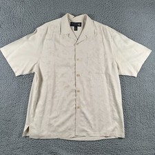 Nat Nast Bowling Shirt Mens Large Cream Paisley Embroider Button Up Silk Flaws