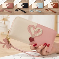 Women's Leather Zipper Wallet Credit Card Holder Long Purse Phone Handbag Clutch