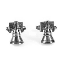 Liberty Bell Pair Cufflinks Wedding Groom Dad Fancy Gift Box & Polishing Cloth