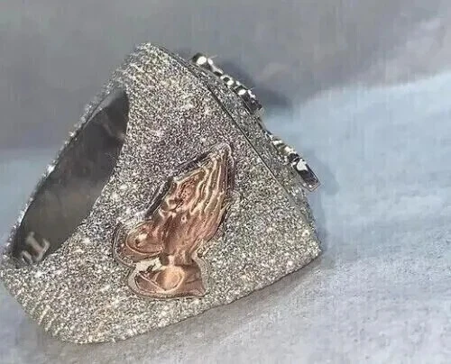 4.00 Ct Round Cut Moissanite Men's Custom Latter Ring Real 925 Sterling Silver - Image 4 of 4