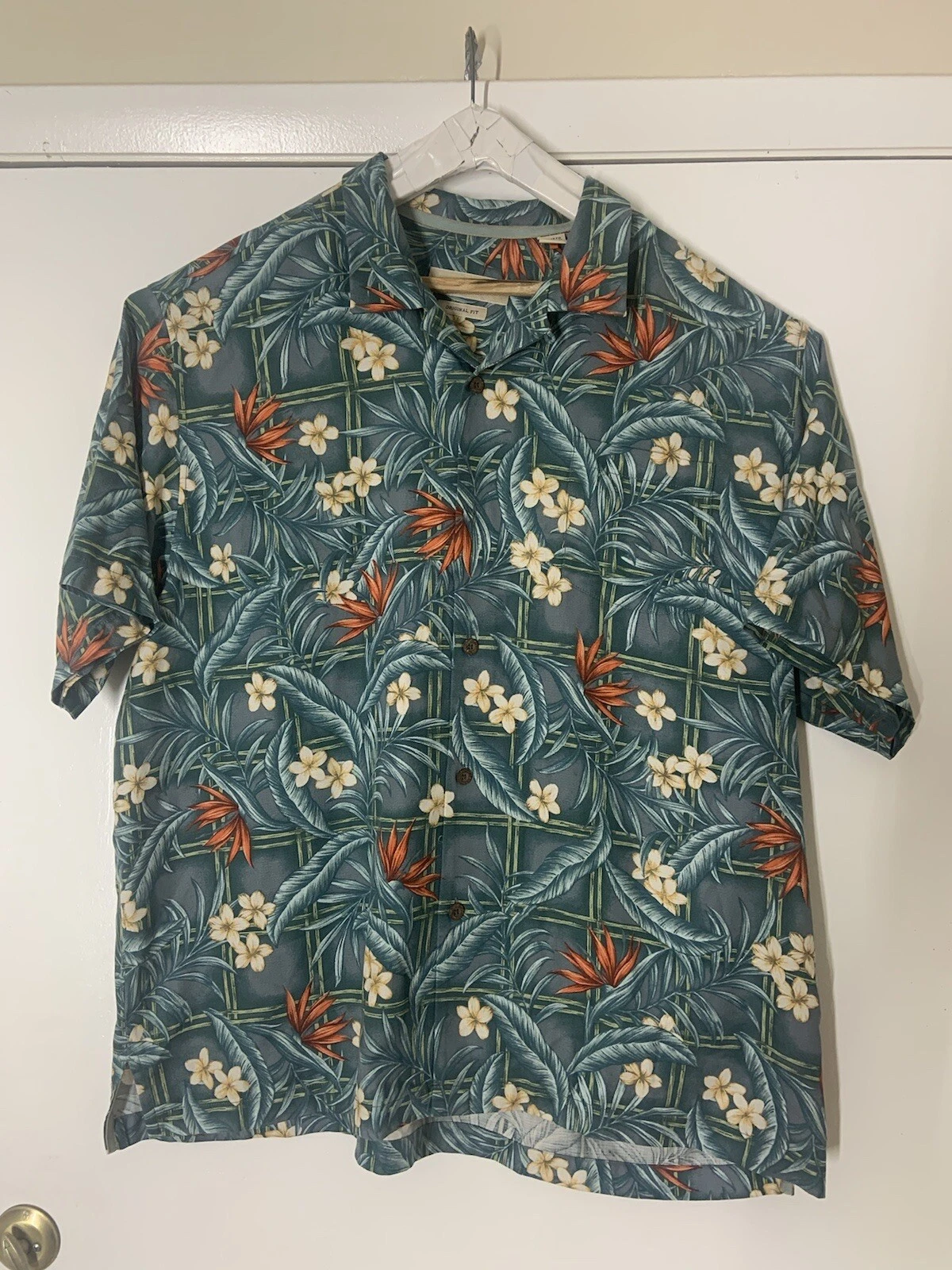 Tommy Bahama mens XXL Original Fit Hawaiian silk-Blend blue floral Button Down