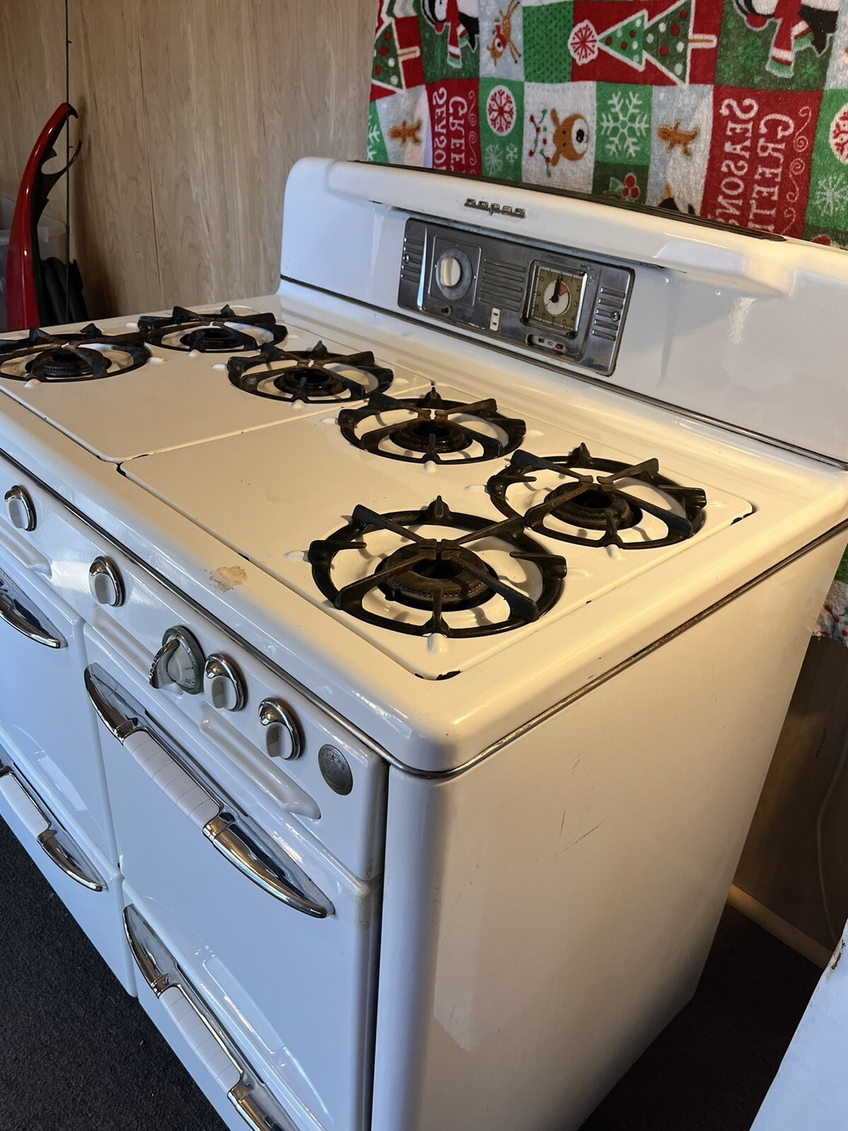 ROPER Vintage Stove Used PORCELAIN ENAMELED 6 Burner Stove Tops w Round