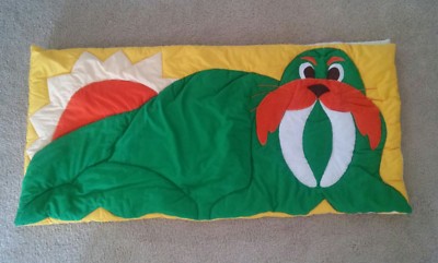 Handmade Yellow Child's Nap Sack Sleeping Bag Green Walrus Sun Theresa G Kinser