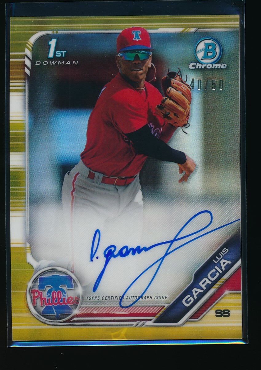 LUIS GARCIA AUTO 1st 2019 Bowman Chrome Autograph GOLD REFRACTOR #/50 Rookie RC