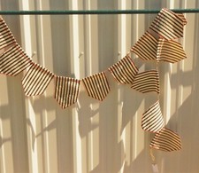 Creative Co-Op XM3388 96"L Cotton Striped Flag Garland Black w/ Red Stripe