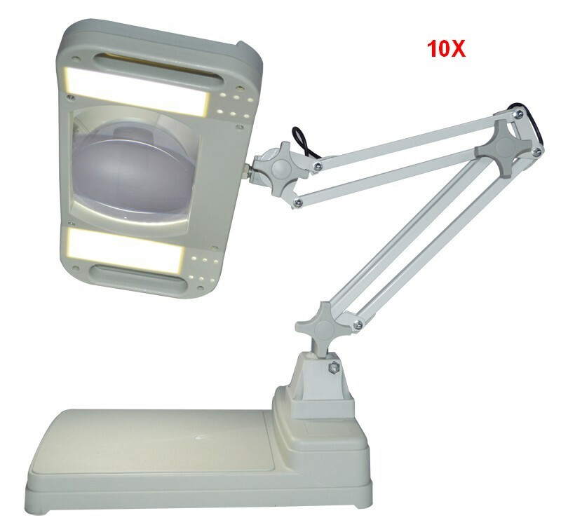 10X Benchtop Magnifier Light Amplification Table Lamp Magnifying Glass ...