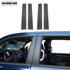 4x Carbon Fiber Window Pillar Posts Decal Trim Sticker For Dodge Ram 1500 2018+ 