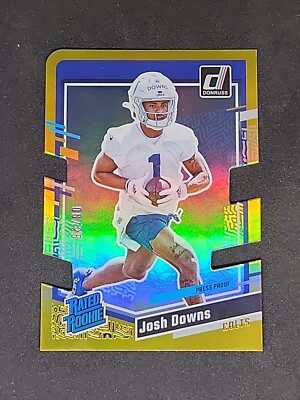 2023 Panini Donruss Josh Downs /25 Rated Rookie Gold Press Proof Die Cut
