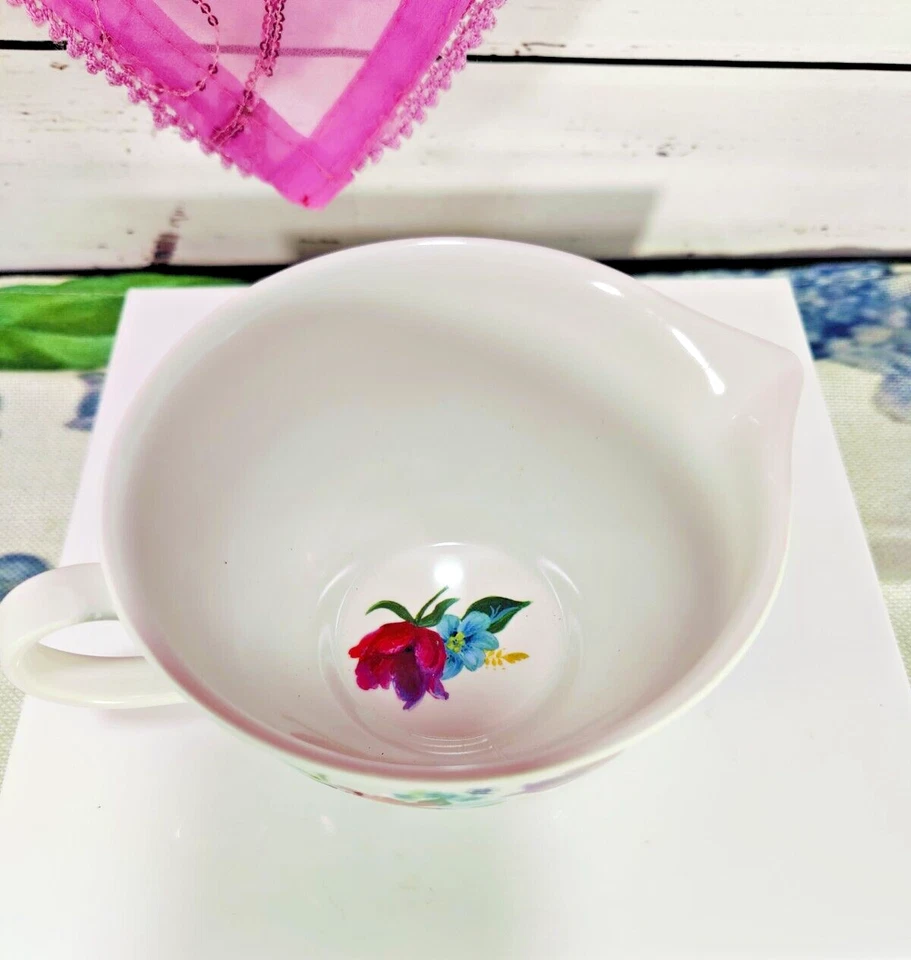 Mujer Pioneer Medición 2 Tazas Melamina Plástico Rojo Rosa Floral Foto 3 de 4