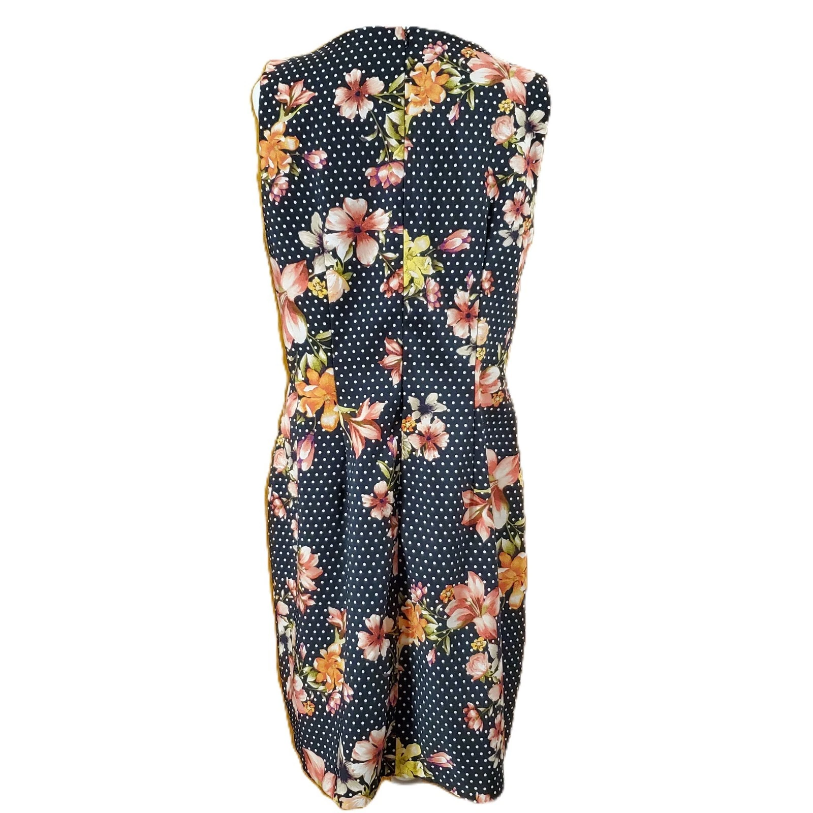 Abito smanicato floreale a pois bianco e nero Alyx taglia 16 occasioni speciali