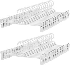 30 Pack Pants Hangers with Clips - Plastic Hangers Stackable Skirt Hangers