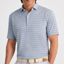 NWT JOHNNIE-O 98 RICHIE STRIPED JERSEY PERFORMANCE POLO IN LAKE SZ M
