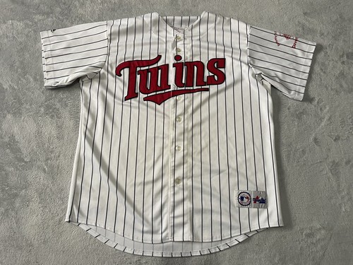 Minnesota Twins Baseball Trikot Majestic Nadelstreifen American Pie Pizza Größe XL