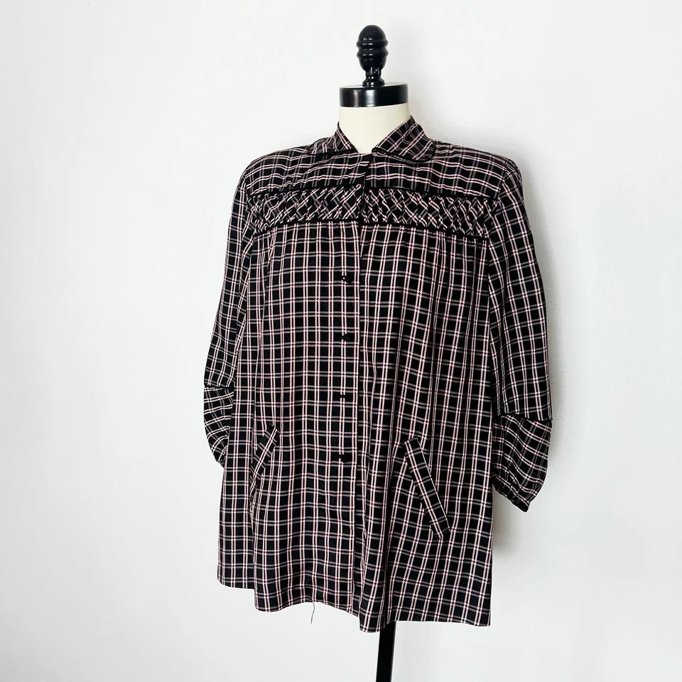 Blusa Top de Maternidad ROSA Y NEGRA Años 50 Vintage Cóctel Tafetán Calzoncillo L Foto 3 de 4