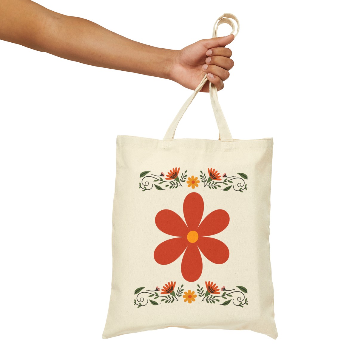 Orange Flower Canvas Tote Bag | eBay