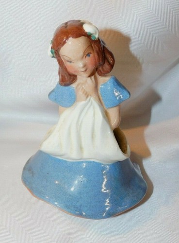 MCM~CALIFORNIA POTTERY signed Jessie Grimes~Blue Dress Flower vase Girl~ 7 3/8" - Picture 2 of 10