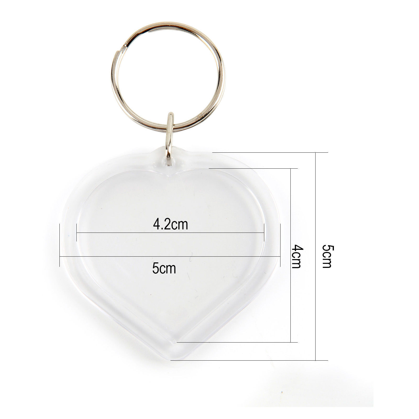 Acrylic Plastic Blank Clear Keyrings Heart Shape Photo Key Rings )) eBay