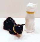 Lot of 2 Vtg Avon Cat Bottles - Here's My Heart White & Cotillion Black Cologne